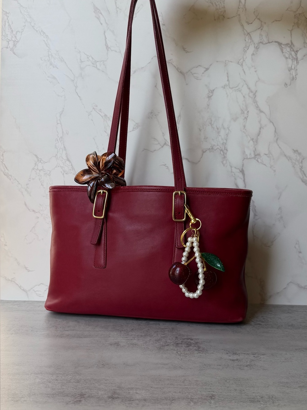 Red Legacy Coach Tote Shoulder Bag